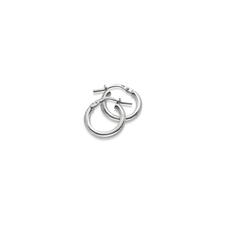 Small Plain Hoop Earrings 10 mm, silver