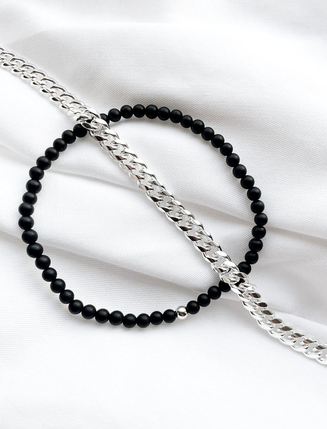 Gift set | Men's jewelery Bracelet Armor chain + Onyx bracelet