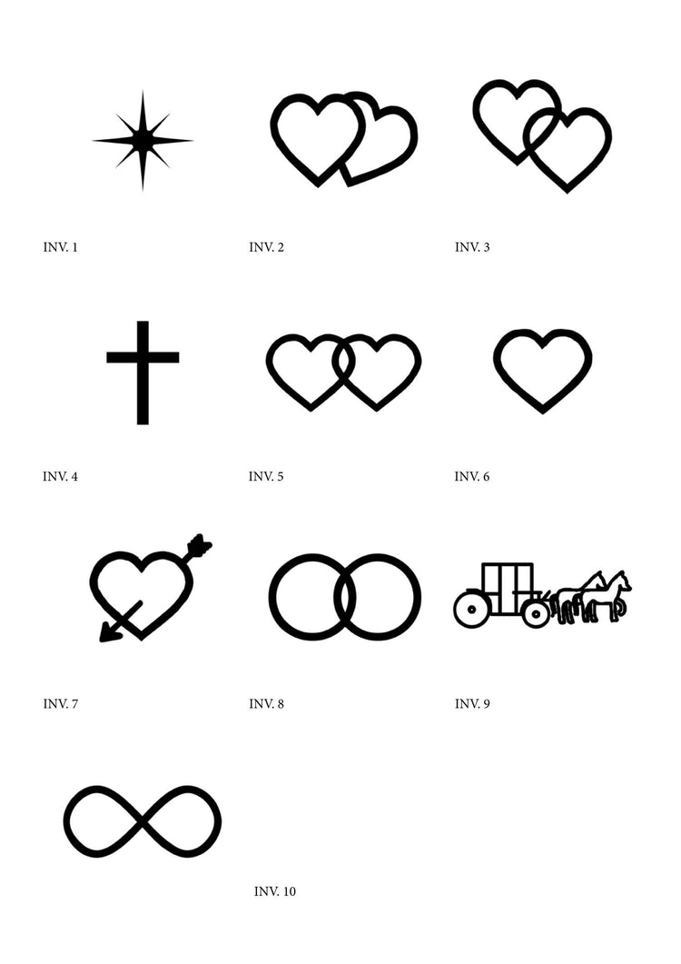 Symboler som kan graveras i ringar.