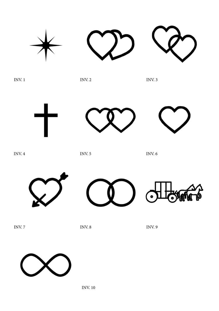 Symboler som kan graveras i ringar.