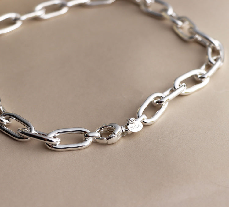 Chunky Chain Paperclip Necklace | 925 silver