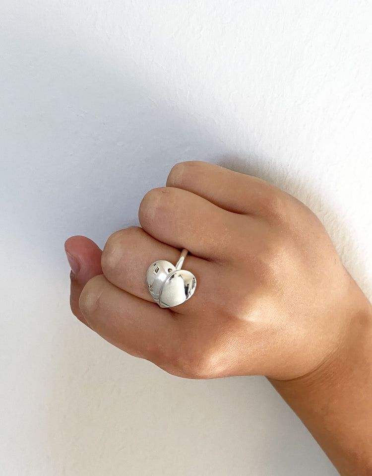 Silverring med blanka vingar.