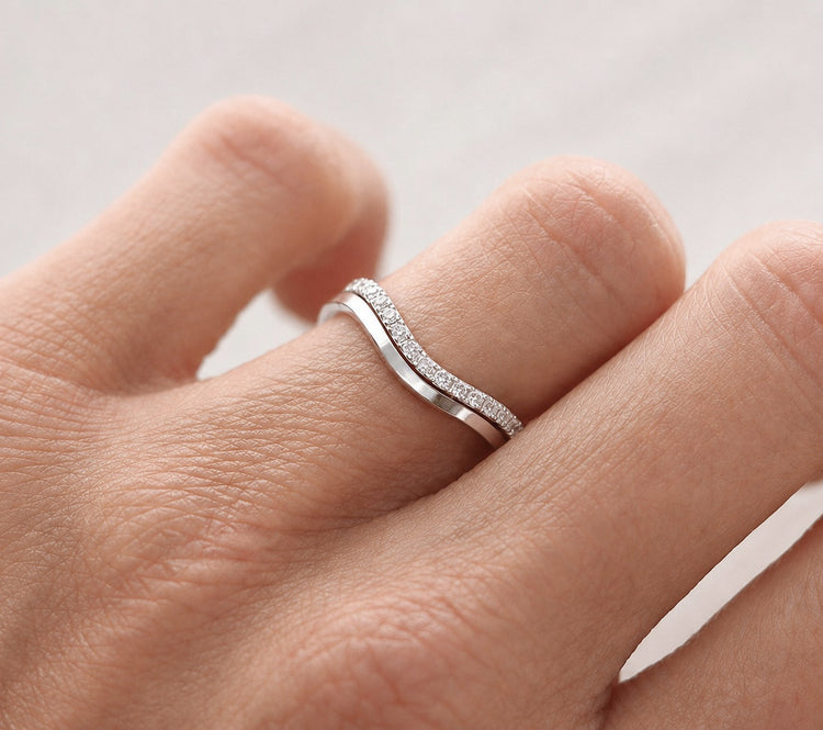 Line Silver Engagement Ring