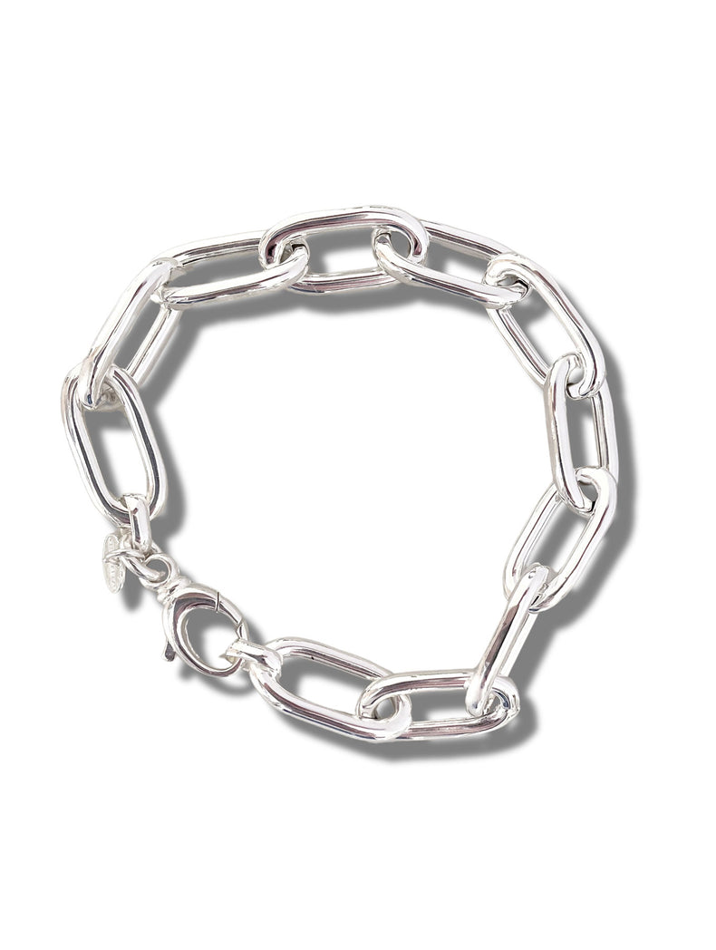 Produktbild på ett kedjearmband i silver med ovala länkar.