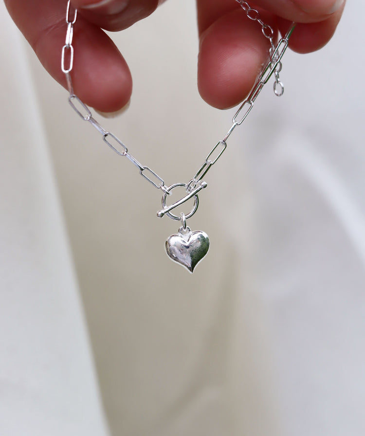 Dome Heart Chain bracelet, silver
