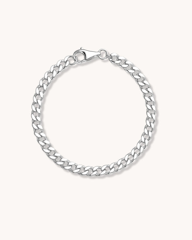 Kedjearmband till dam med 5 mm bred pansarkedja i äkta silver.