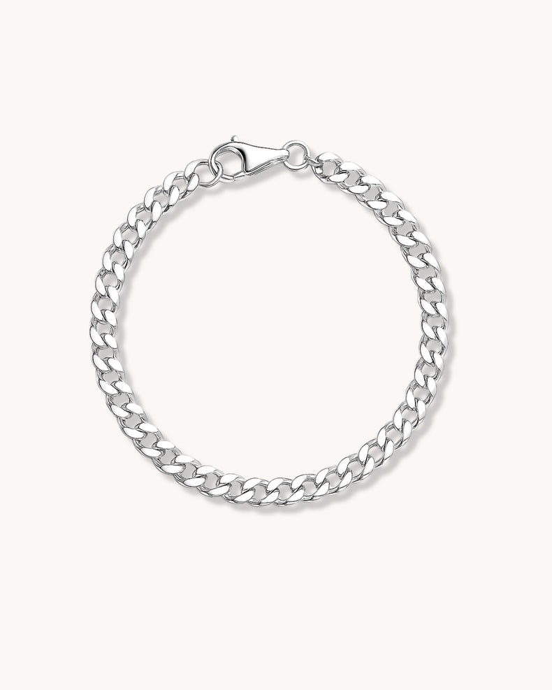 Kedjearmband till dam med 5 mm bred pansarkedja i äkta silver.