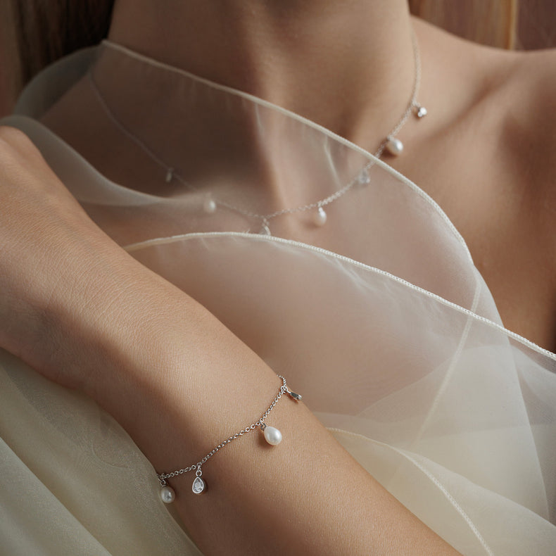 Pearl Crystal Charm Bracelet