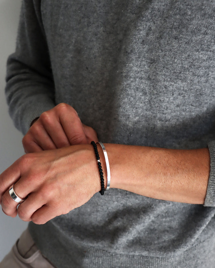 Mila Man Bead Bracelet, Black Onyx