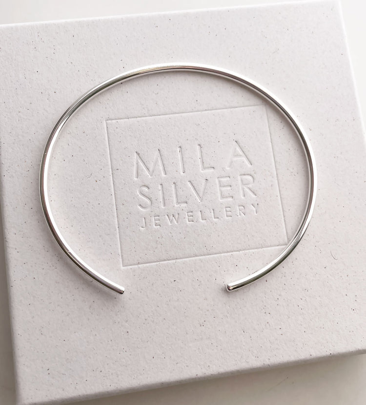 Plain Round Cuff Thin, bracelet silver, Engraving optional