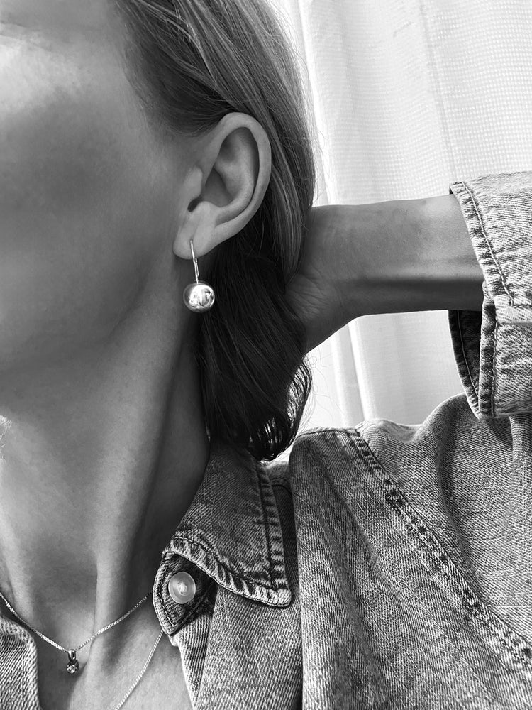 SALE! Happy Bead earrings, Silver