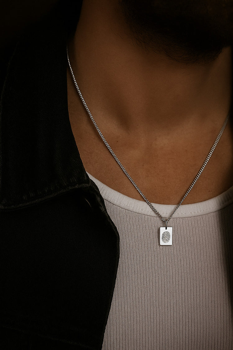 Necklace engraved with fingerprint, Men's | 925 silver