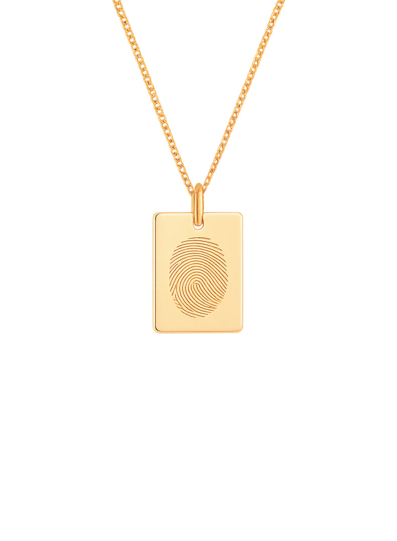 Charm with your own fingerprint, rectangular | 18k gold