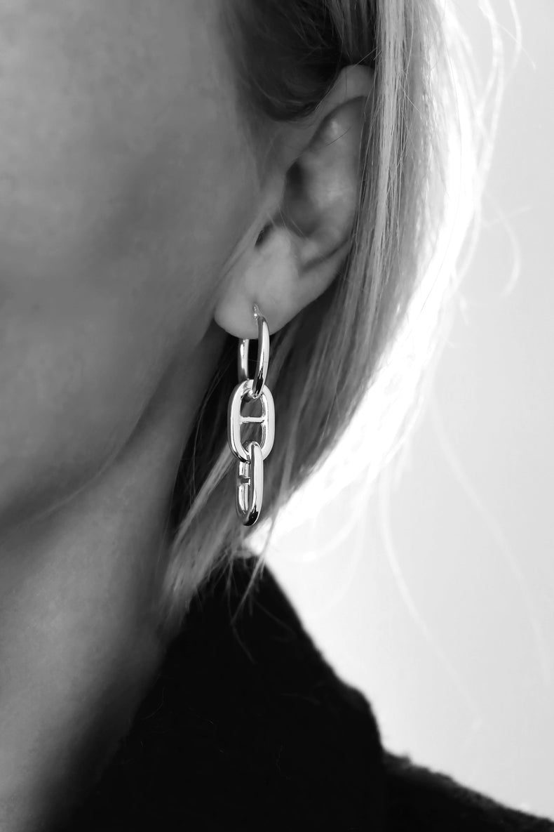 Chunky Anchor Chain Hoop örhängen | 925 silver