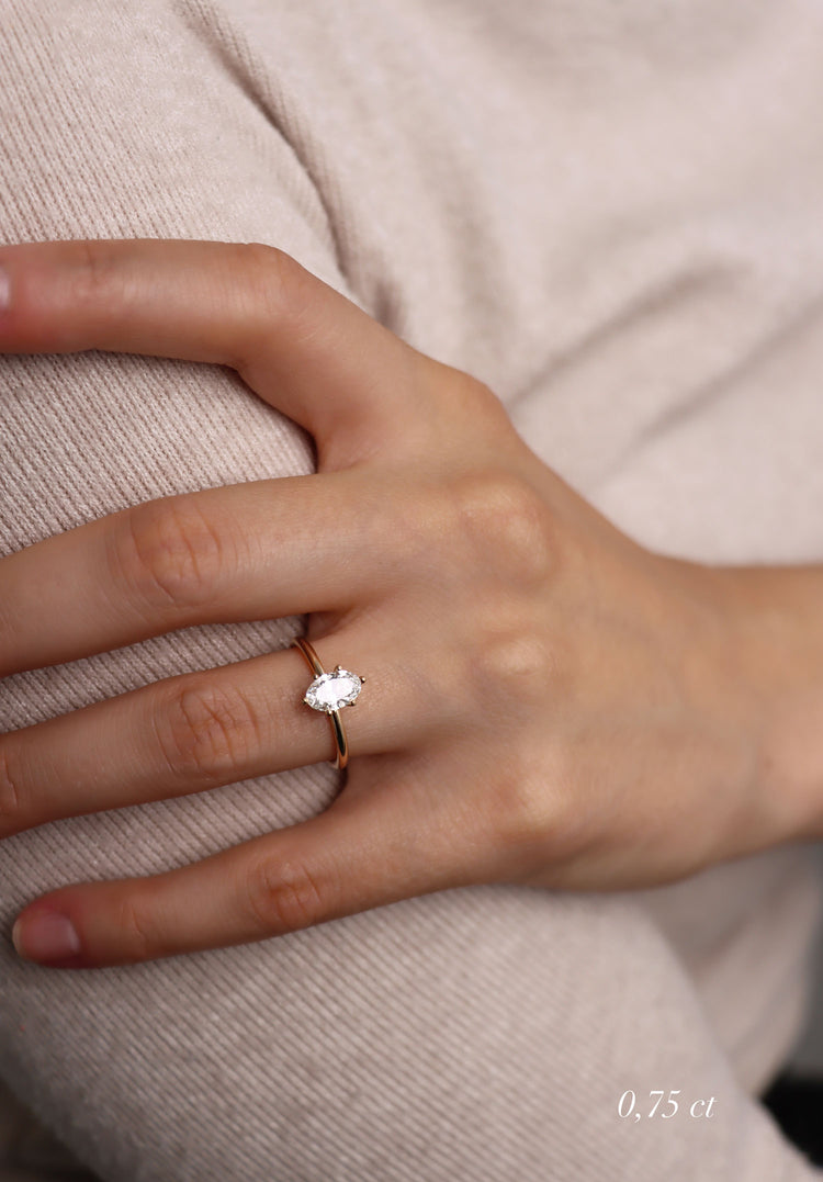 June Diamond Ring Oval Diamond, Wedding / Engagement Ring | 18k Gold