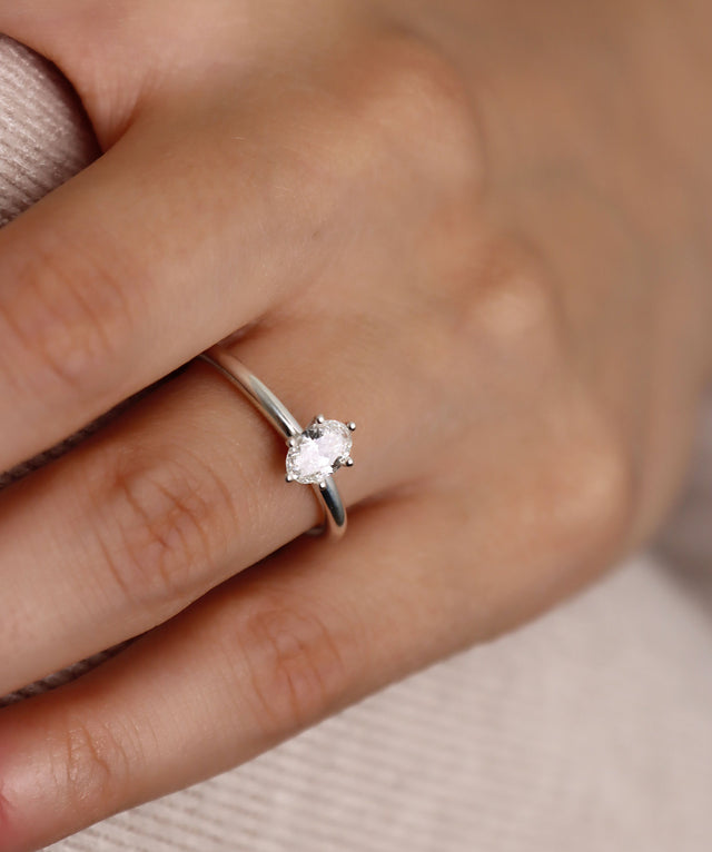 June 0.5 ct Oval Diamond, Solitaire Ring, Wedding/Engagement Ring