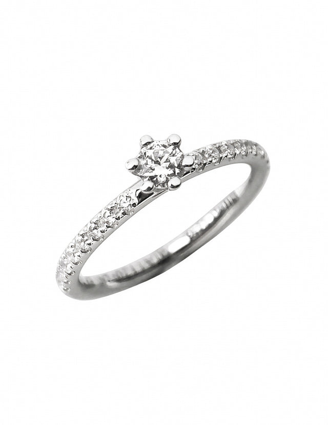 Julie Wedding / Engagement Ring, Side Stone Ring 0.49 ct Diamond