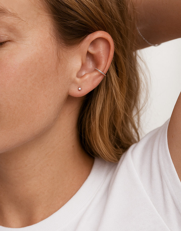 Plain Thin ear cuff, silver