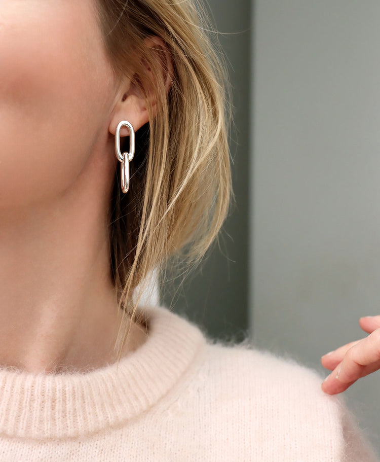 Chunky Paperclip Links, earrings | 925 silver