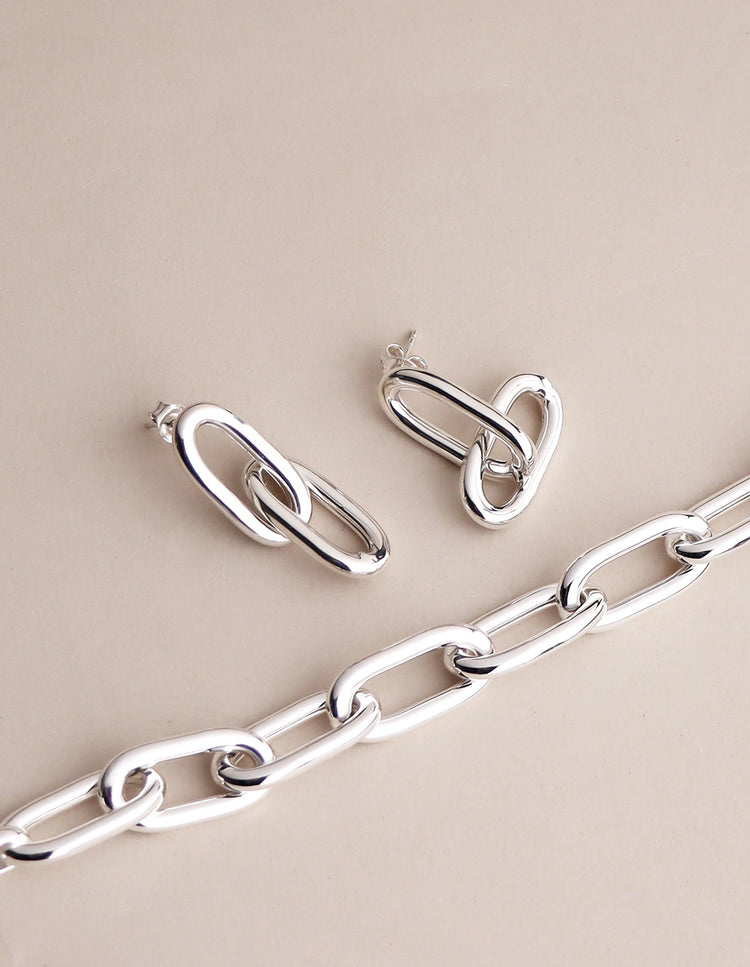 Chunky Paperclip Links, earrings | 925 silver