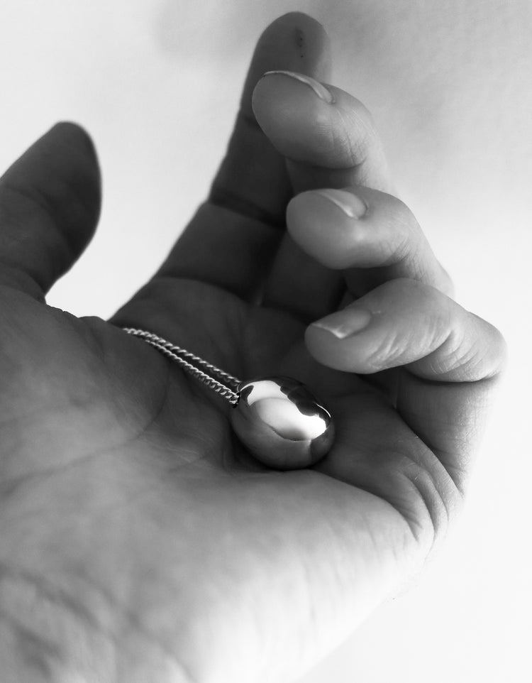 Silver Egg Pendant Large Necklace | 925 Silver