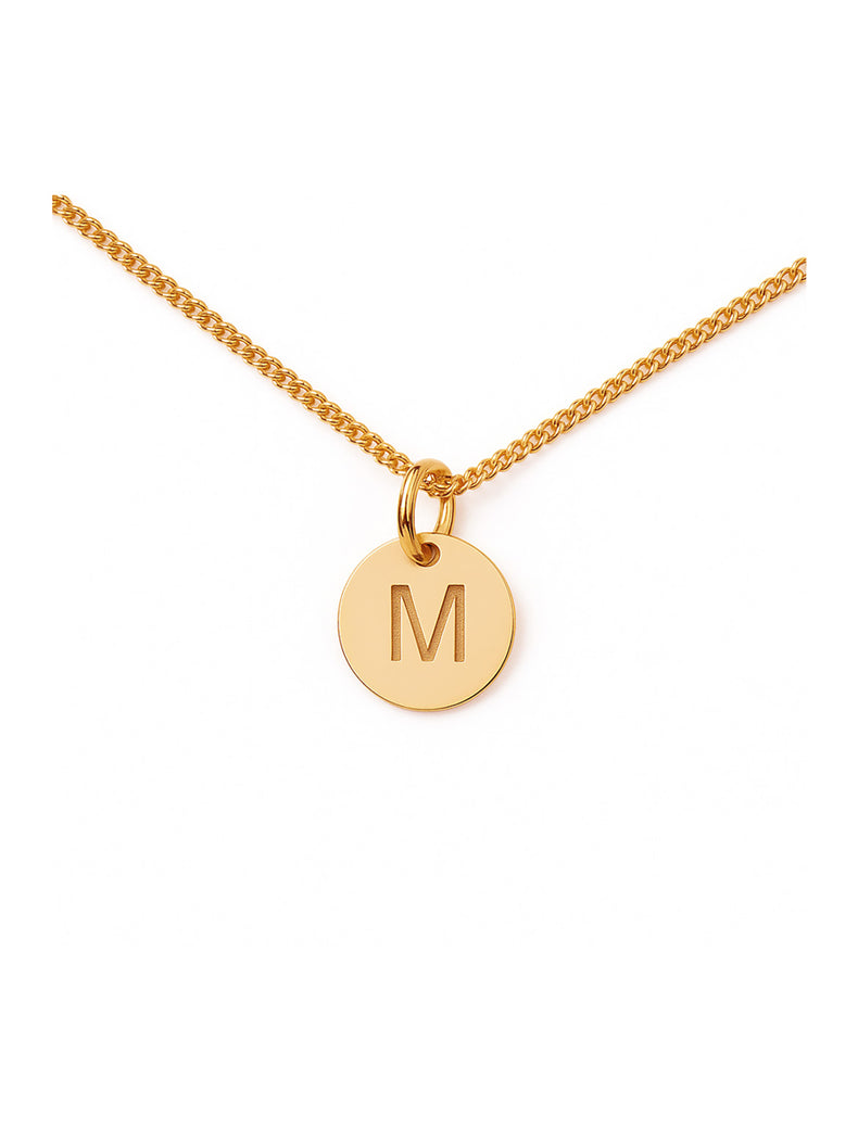 Letter charm 18k gold, A-Z, engraved, Straight font