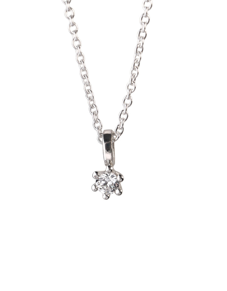 Diamanthalsband med rund briljantslipad diamant 0,10 ct i silverkedja.
