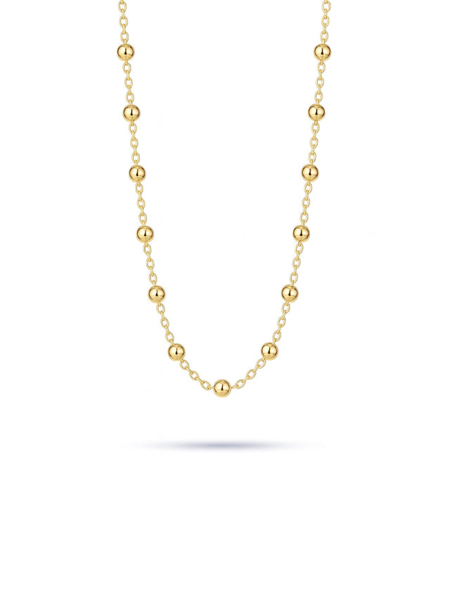 Halsband i guldpläterat silver med kedja och små kulor.
