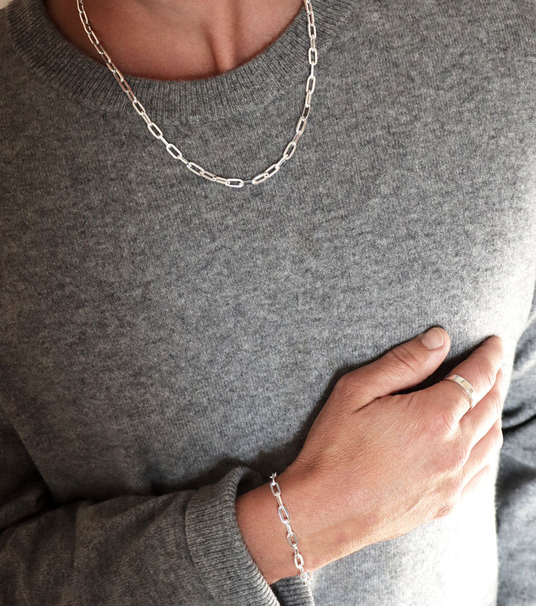 Mila Man Paperclip Chain Necklace, Men's