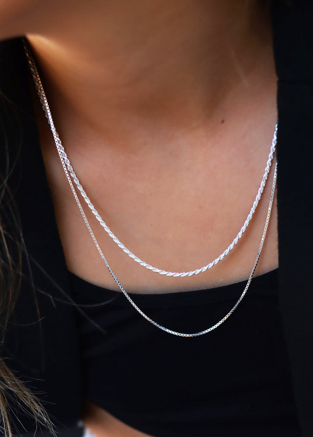 Silver chain, Cordell / Rope chain, 45-60 cm