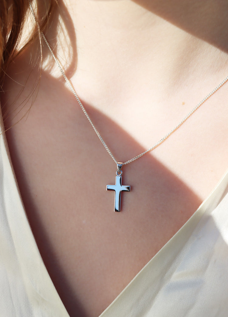 Silver Cross Plain Necklace | 925 silver