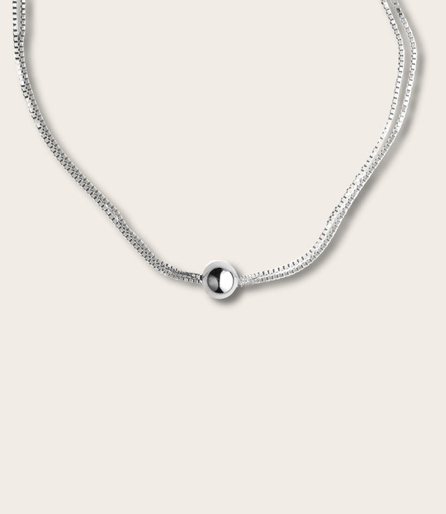 Box Chain Choker Necklace, silver
