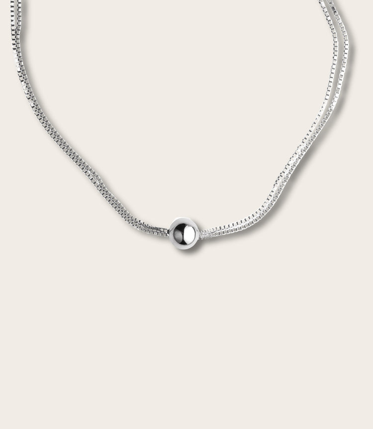 Box Chain Choker Necklace, silver