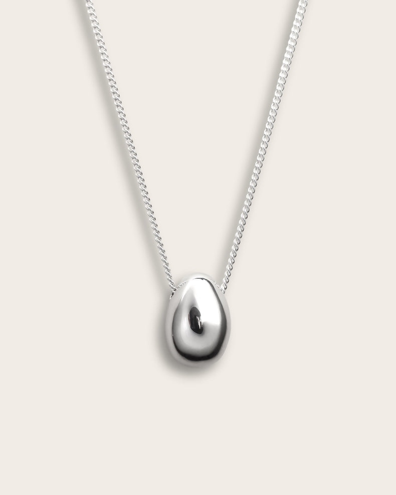 Silver Egg Pendant Large, Silver necklace
