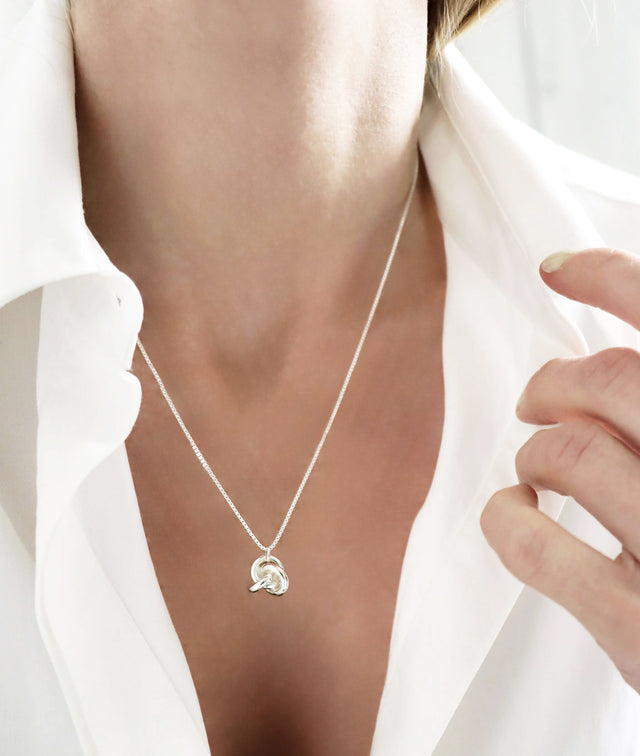 3 in One Medium Knot silver necklace