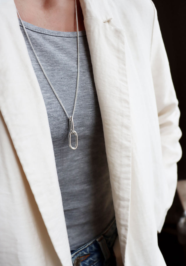 Chunky Paperclip Links Necklace, silver