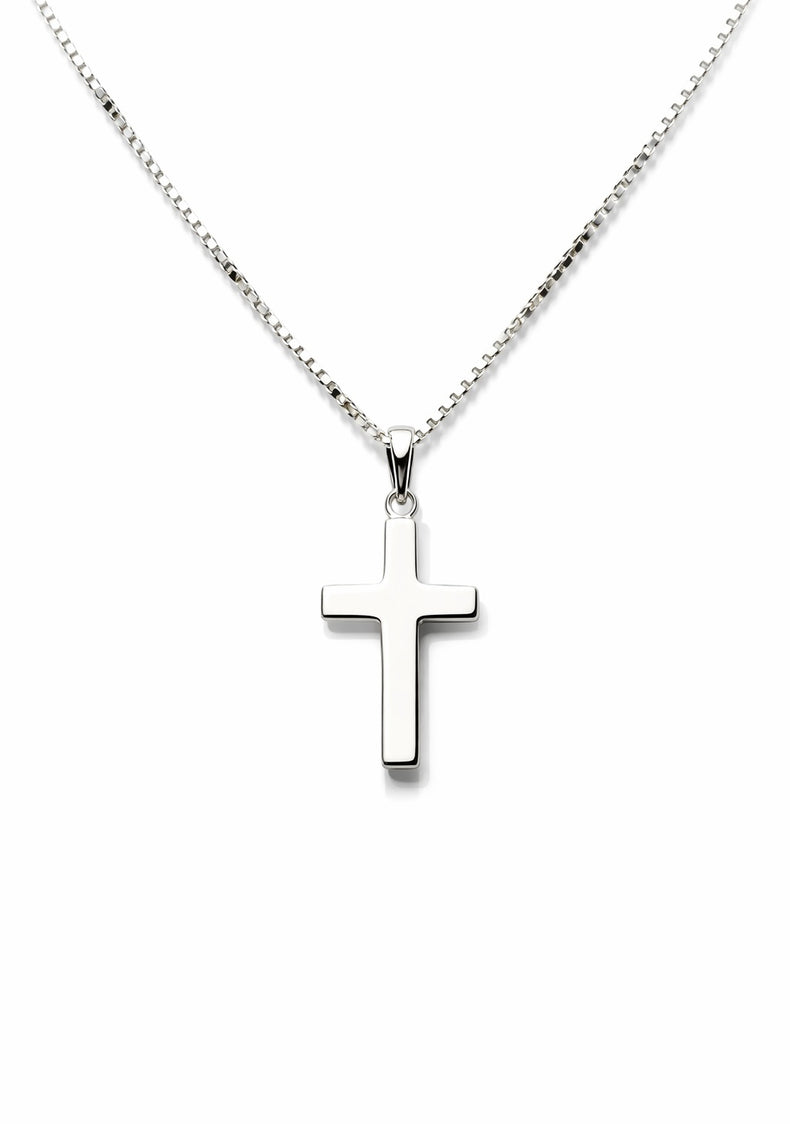 Silver Cross Plain Necklace | 925 silver