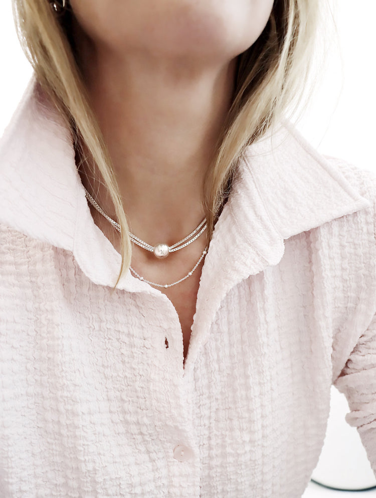 Box Chain Choker Necklace, silver