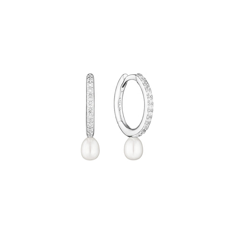 Sparkling Stone & Pearl Hoops