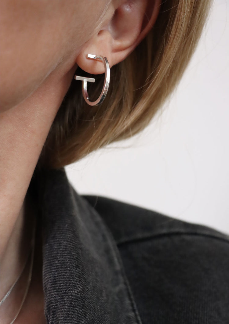 PROMOTION! Rod Hoop earrings, silver