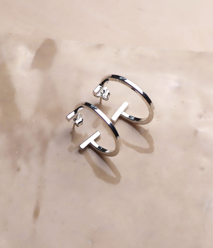 PROMOTION! Rod Hoop earrings, silver