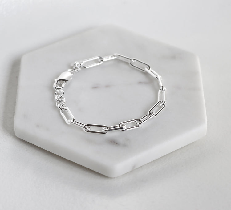 Paperclip Chain Round, bracelet silver