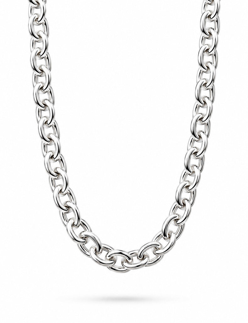 Halsband med bred silverkedja till dam