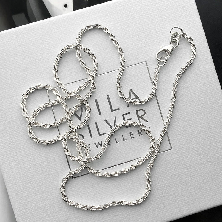 Silver chain, Cordell / Rope chain, 45-60 cm