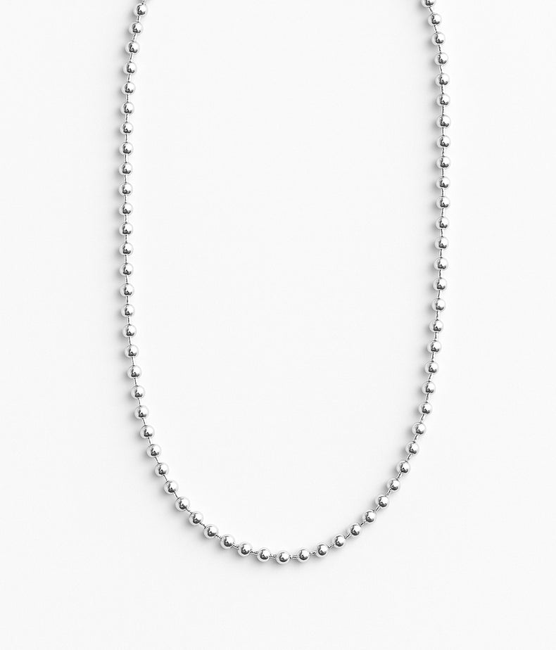 Beaded Chain Necklace silver, 3 mm / 45-47 cm