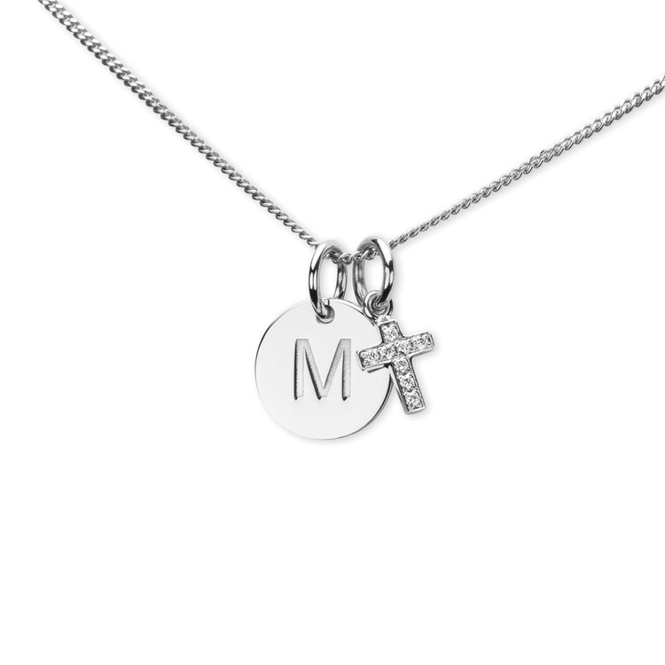 Letter necklace silver, Engraved letter A-Ö, Straight font