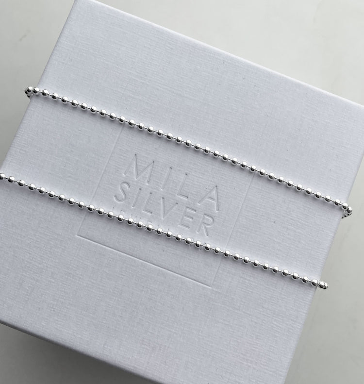 Beaded Chain Necklace, Ball chain silver 2 mm / 60 cm