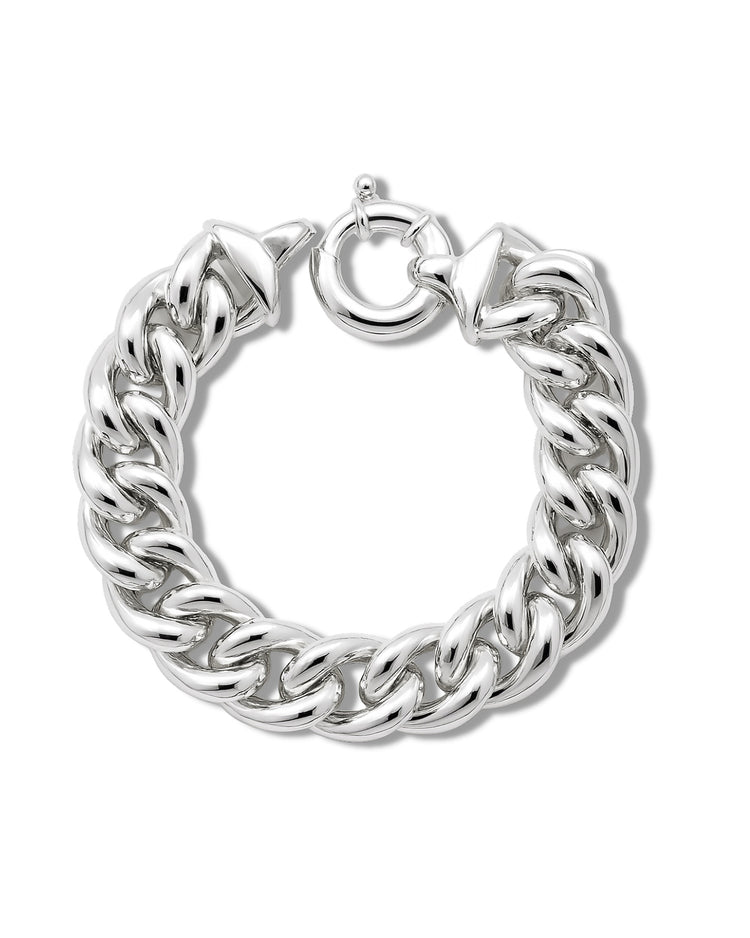 Armband med tjock silverkedja.