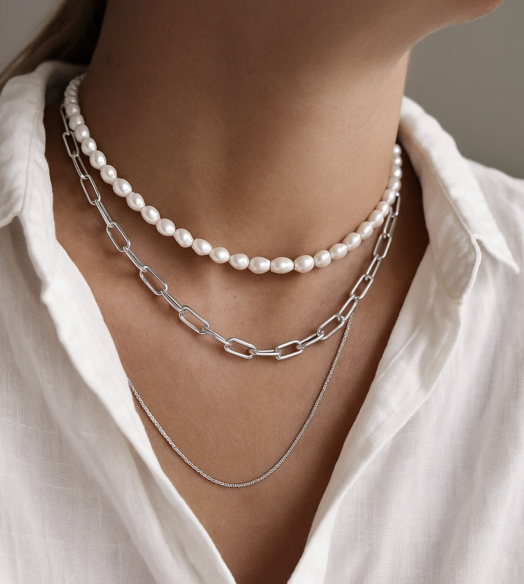 Paperclip Chain Round, Necklace silver