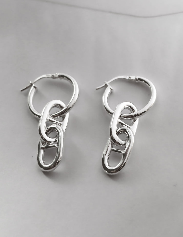 Chunky Anchor Chain Hoop örhängen | 925 silver